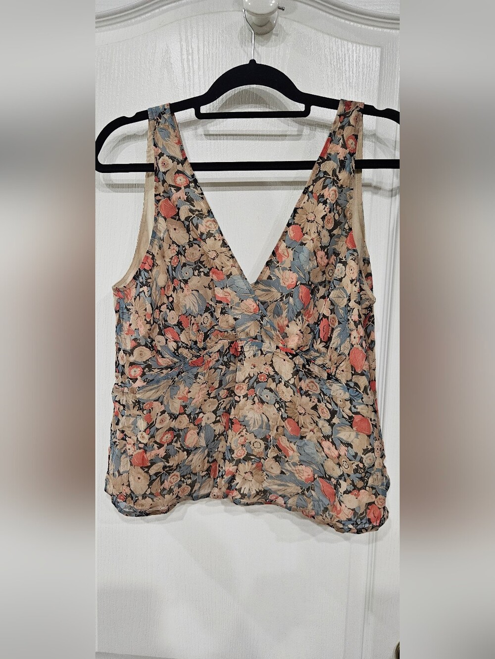 Calvin Klein Floral V-Neck Camisole - Beige, Blue, Coral